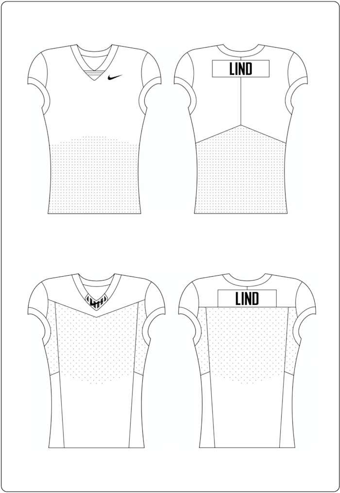 Top: Old Nike template Bottom: New Nike FUSE template. (Uni Watch)